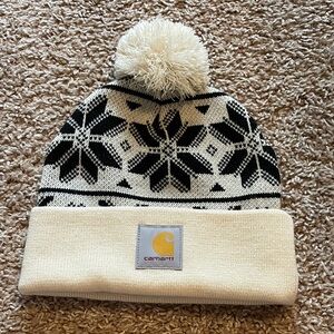 NWOT Carhartt Black and Cream Snowflake Beanie
